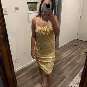 Source Unknown Yellow Floral Midi Dress